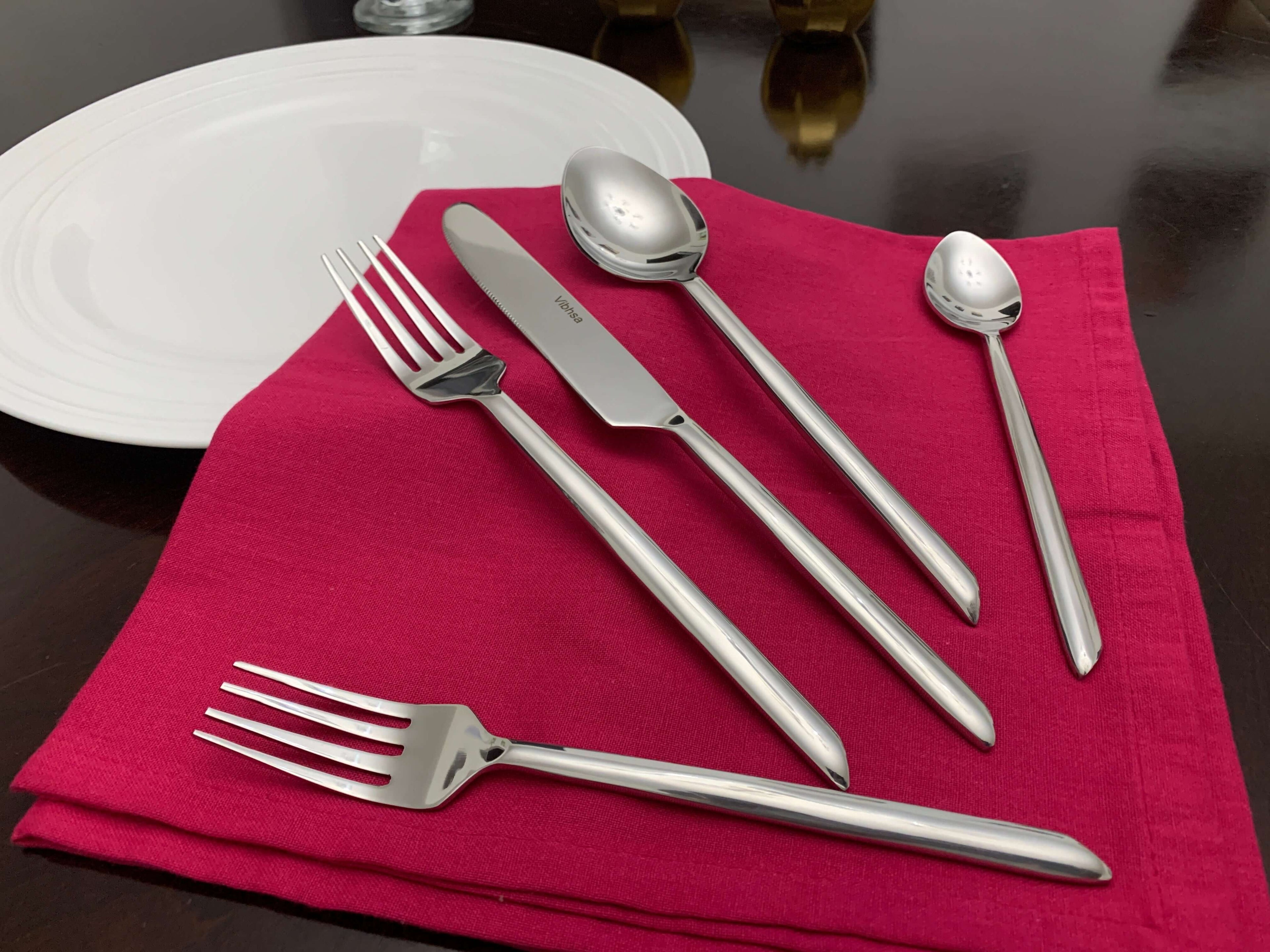  20 Piece Silver Design Unique Handle Stainless Steel