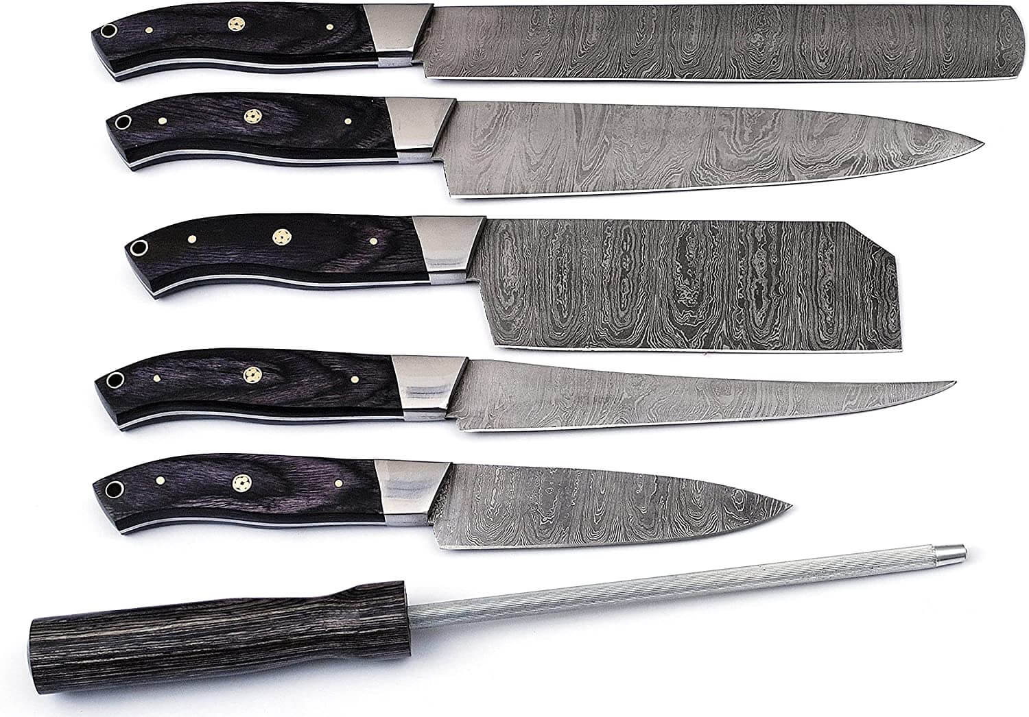 Damascus Kitchen Knives Set Exotic Handles