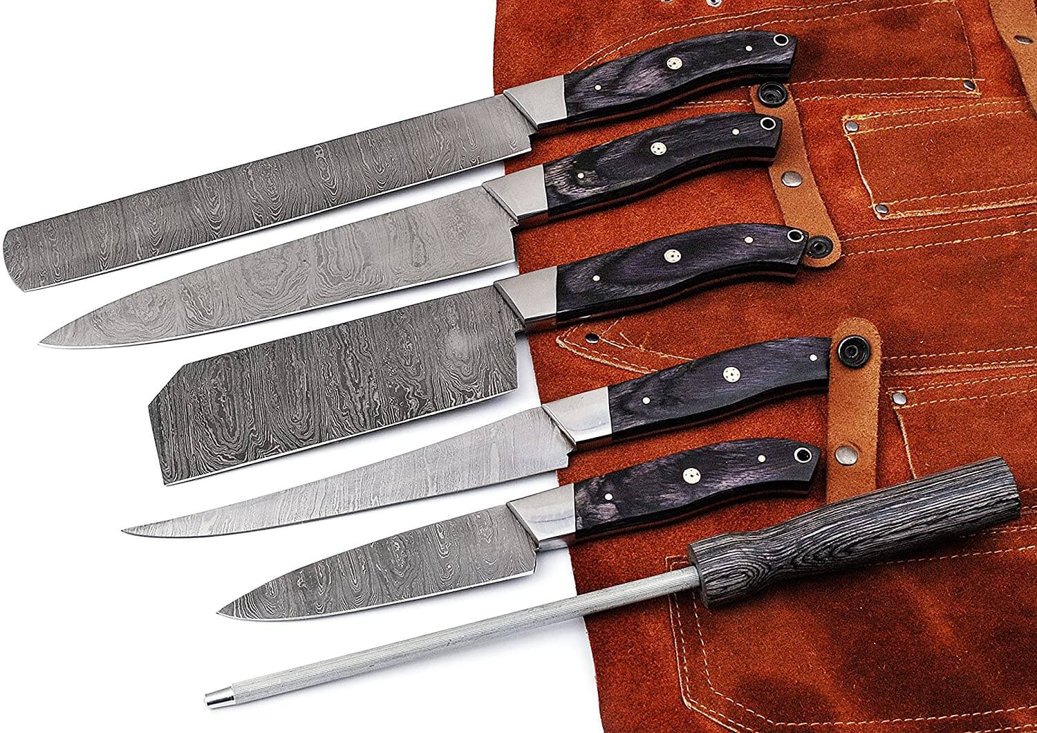 Damascus Kitchen Knives Set Exotic Handles