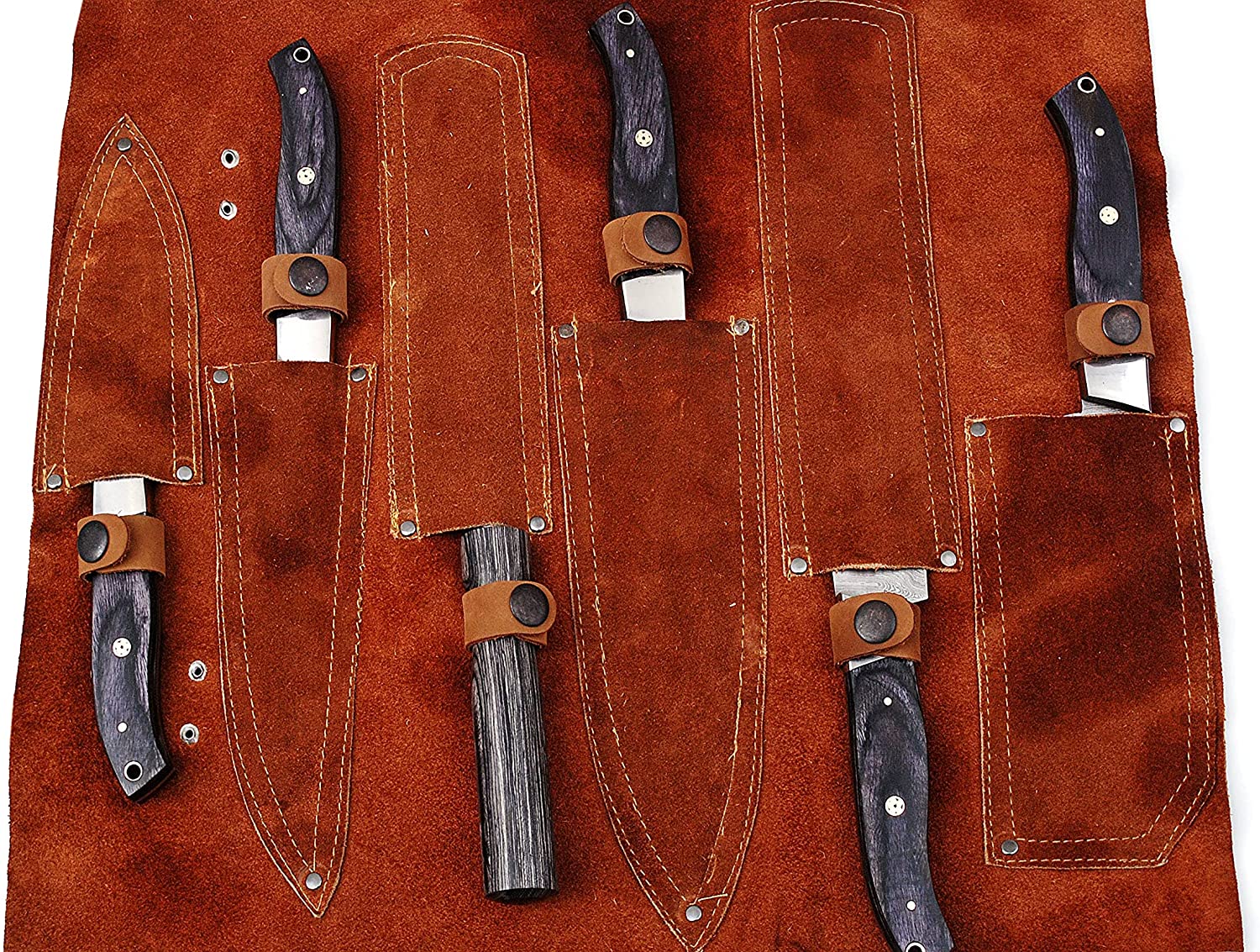 Damascus Kitchen Knives Set Exotic Handles