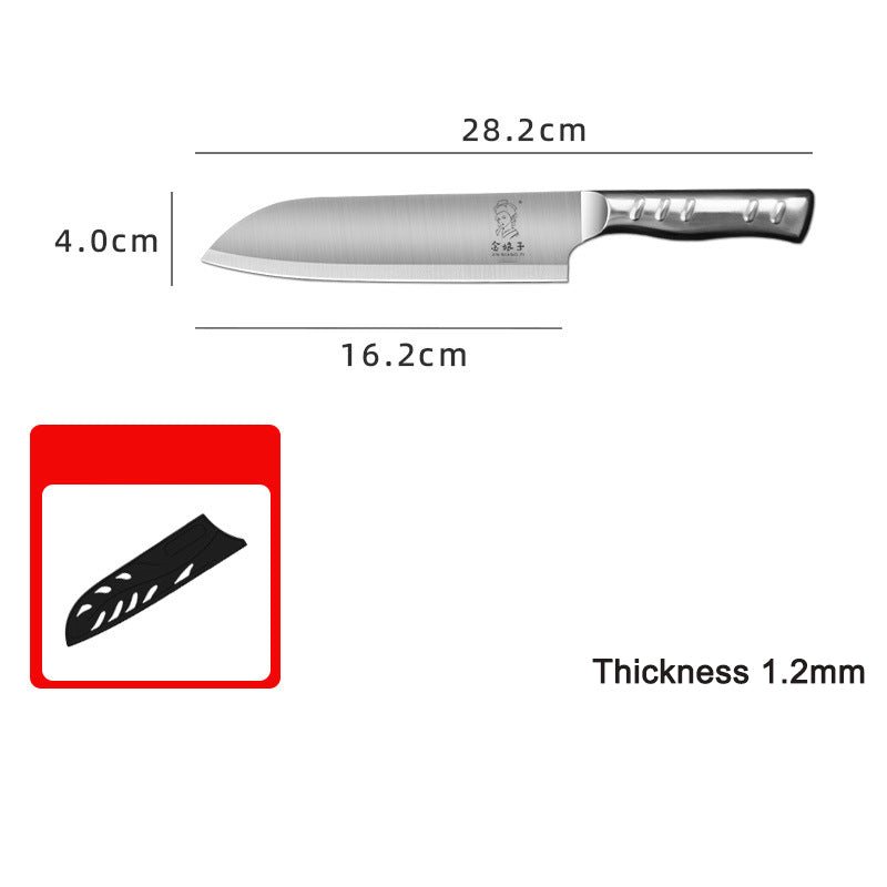Stainless Steel Santoku Chef Knife, 16 cm Blade, Six Styles, stainless handle santoku, dimensions - Wine Drop Cookery LLC