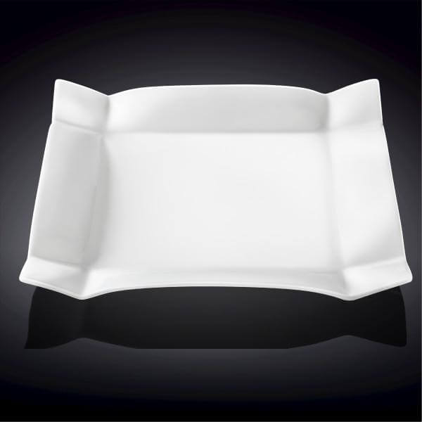 Set Of 3 White Square Platter Set