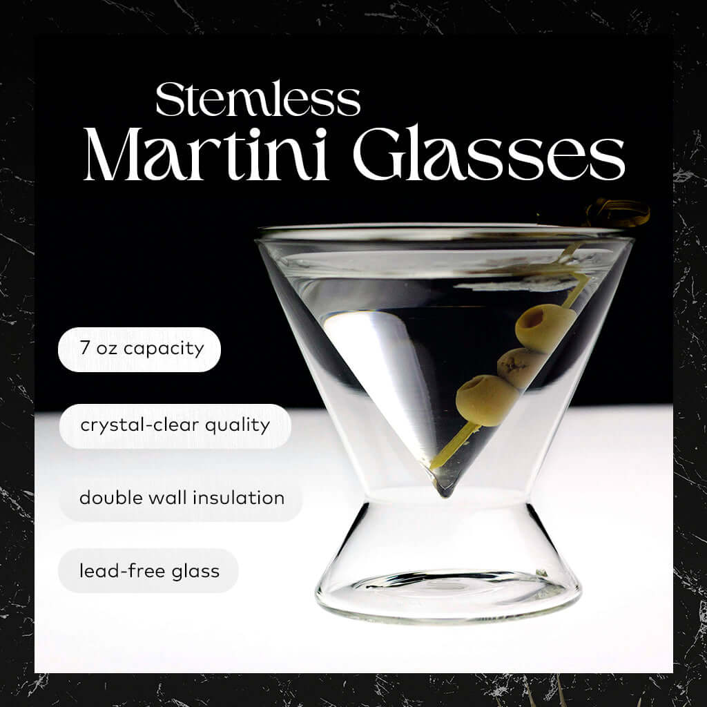 Gorgeous Stemless Martini Glasses Set