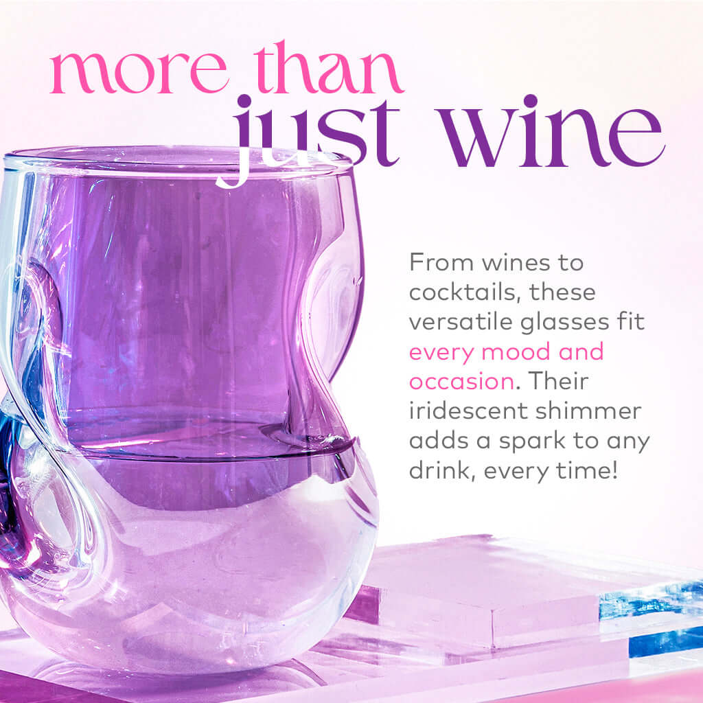 Professional Quality Wine Glasses designed for versatile use, adding a spark to any drink with their shimmering effect.