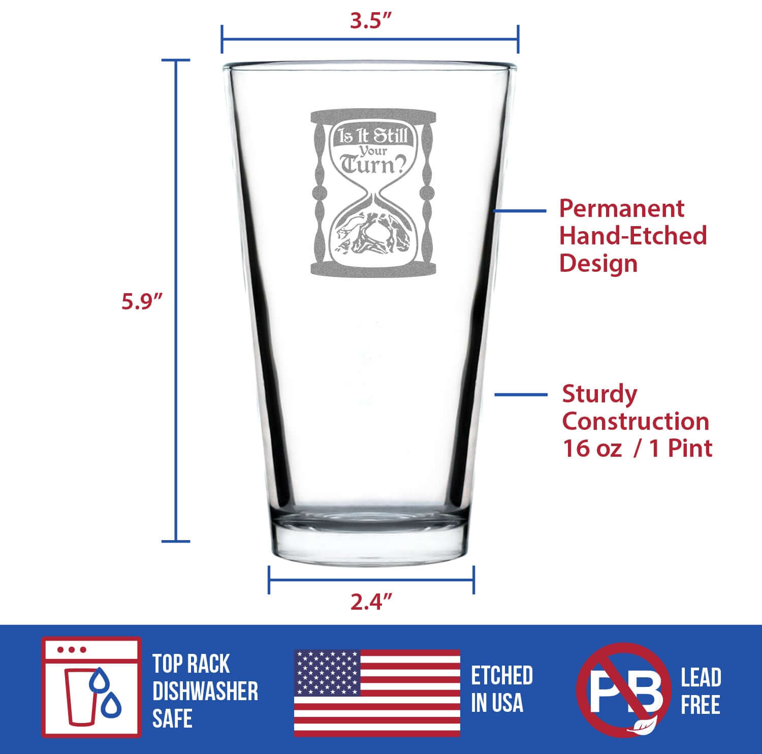 Engraved Pint Glass Board Game Accessories 