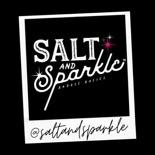  Glass Can Cup for Coffee Lovers  Logo of Salt and Sparkle featuring stylish typography and the tagline 'badass basics'.