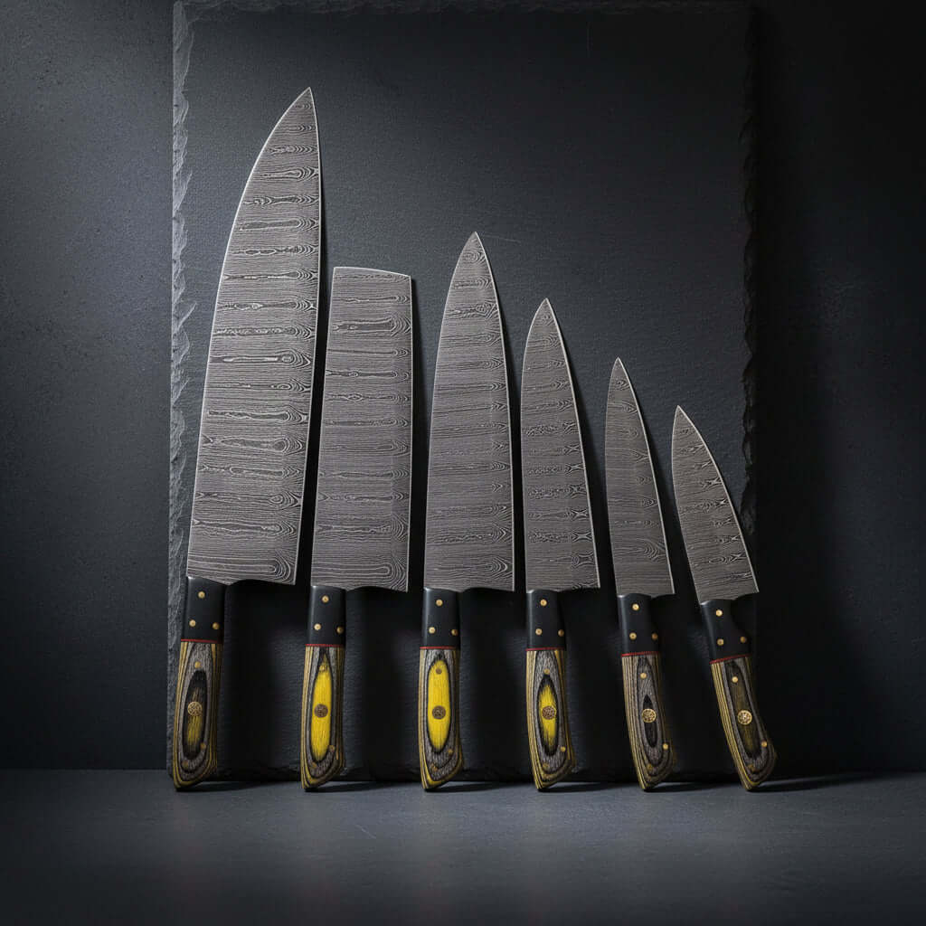 Damascus Chef Knife Set 13inch Blade with Pakkawood Handle