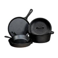 5-piece cast iron cookware set with Dutch oven, griddle and skillets