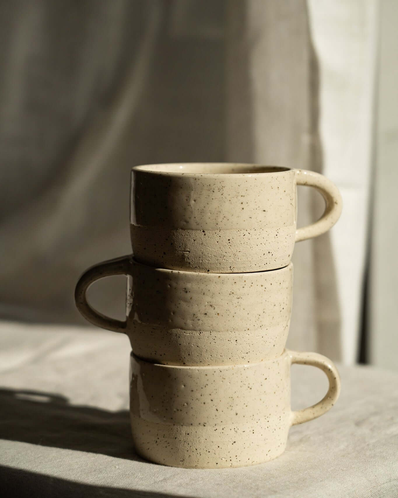 Handmade Stoneware Mug — White Sand Speckled
