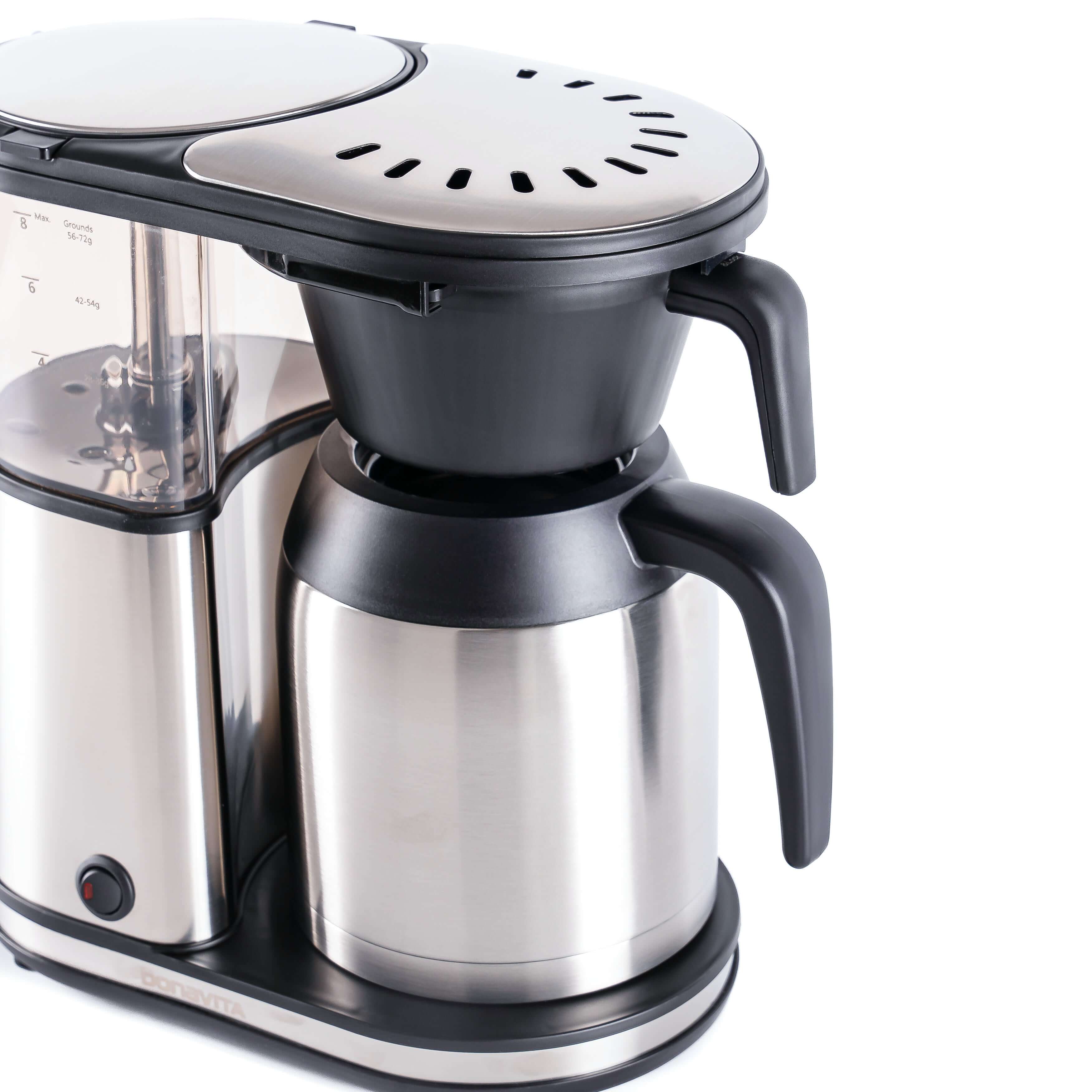 Bonavita Connoisseur 8-Cup Thermal Coffee Brewer showcasing its sleek design and stainless steel carafe.