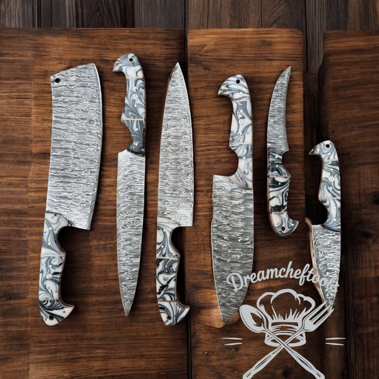 Knife Sets Damascus Steel Chef Knife with Epoxy Resin 
