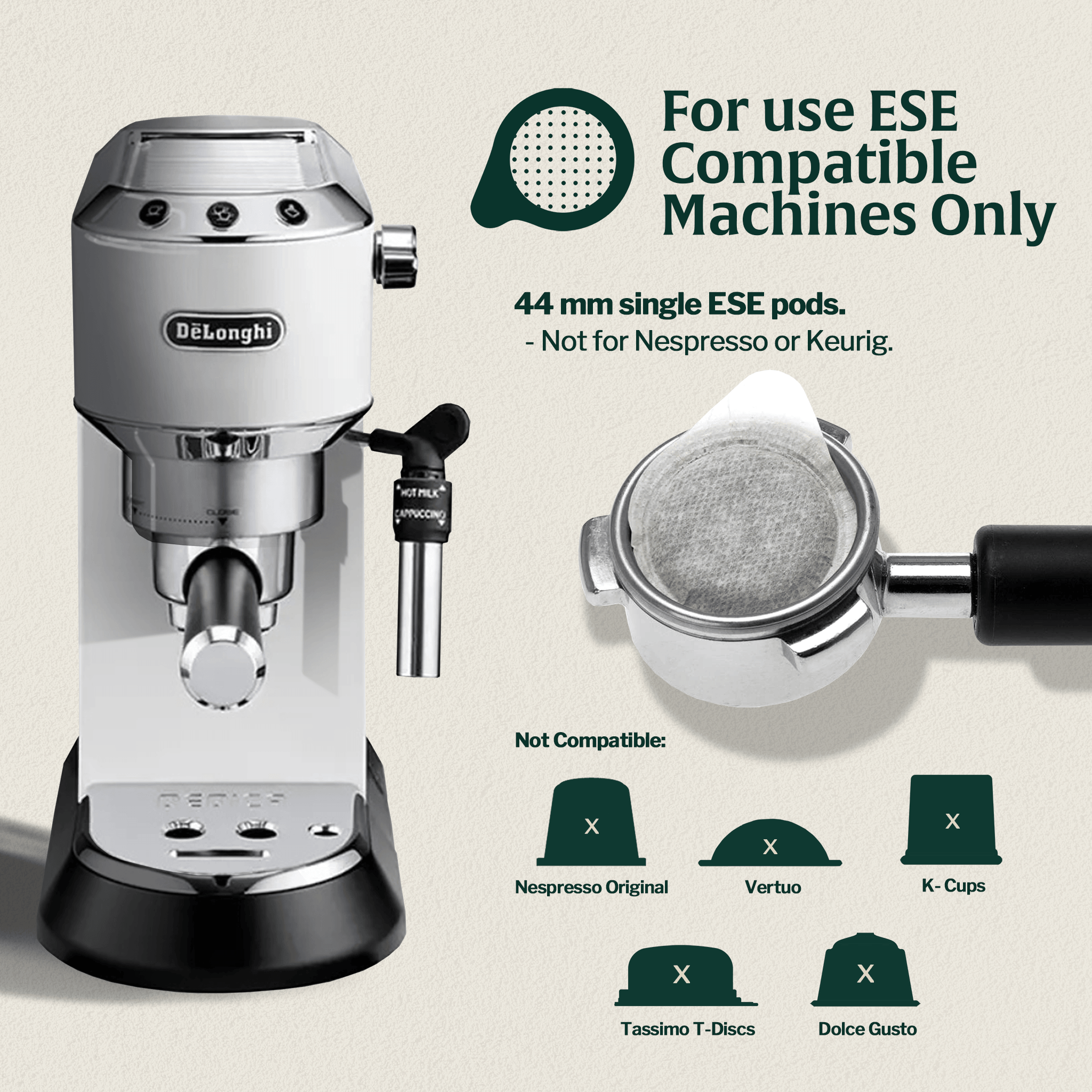 Organic Cuba Mia Decaf Espresso Pods Dark Roast ESE compatible espresso machine and pods installation guide