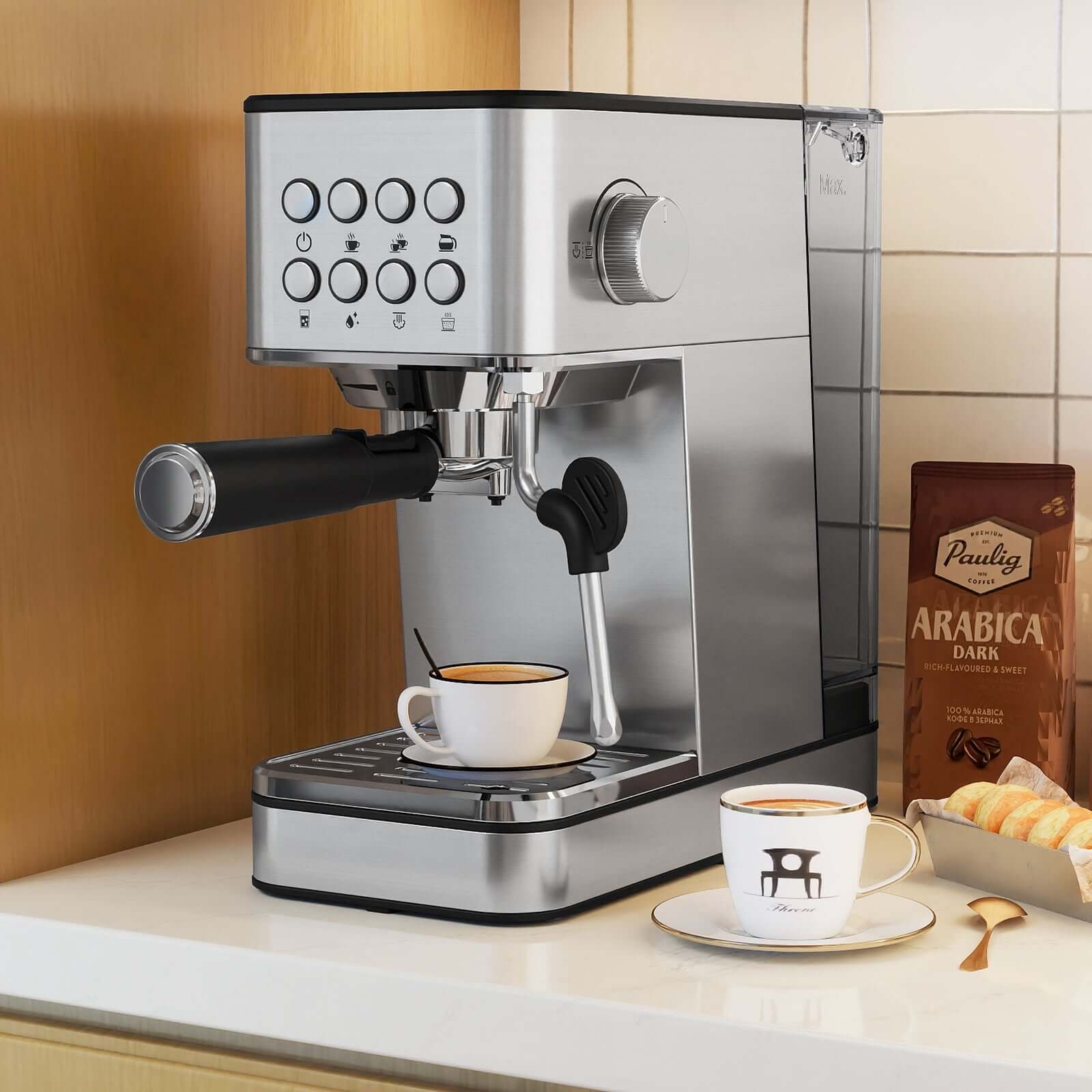 20 Bar Stainless Steel Espresso Machine with Milk Frother