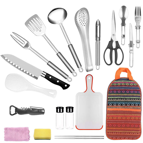 19 Pcs Stainless steel Camping Cookware Set