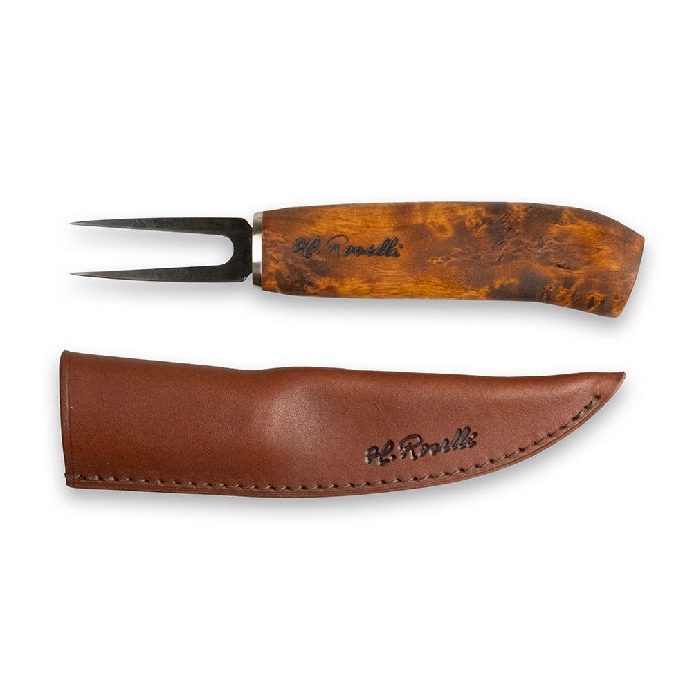 Roselli R800 Fish Fillet Fork, Carbon Steel, Leather Sheath - Wine Drop Cookery LLC