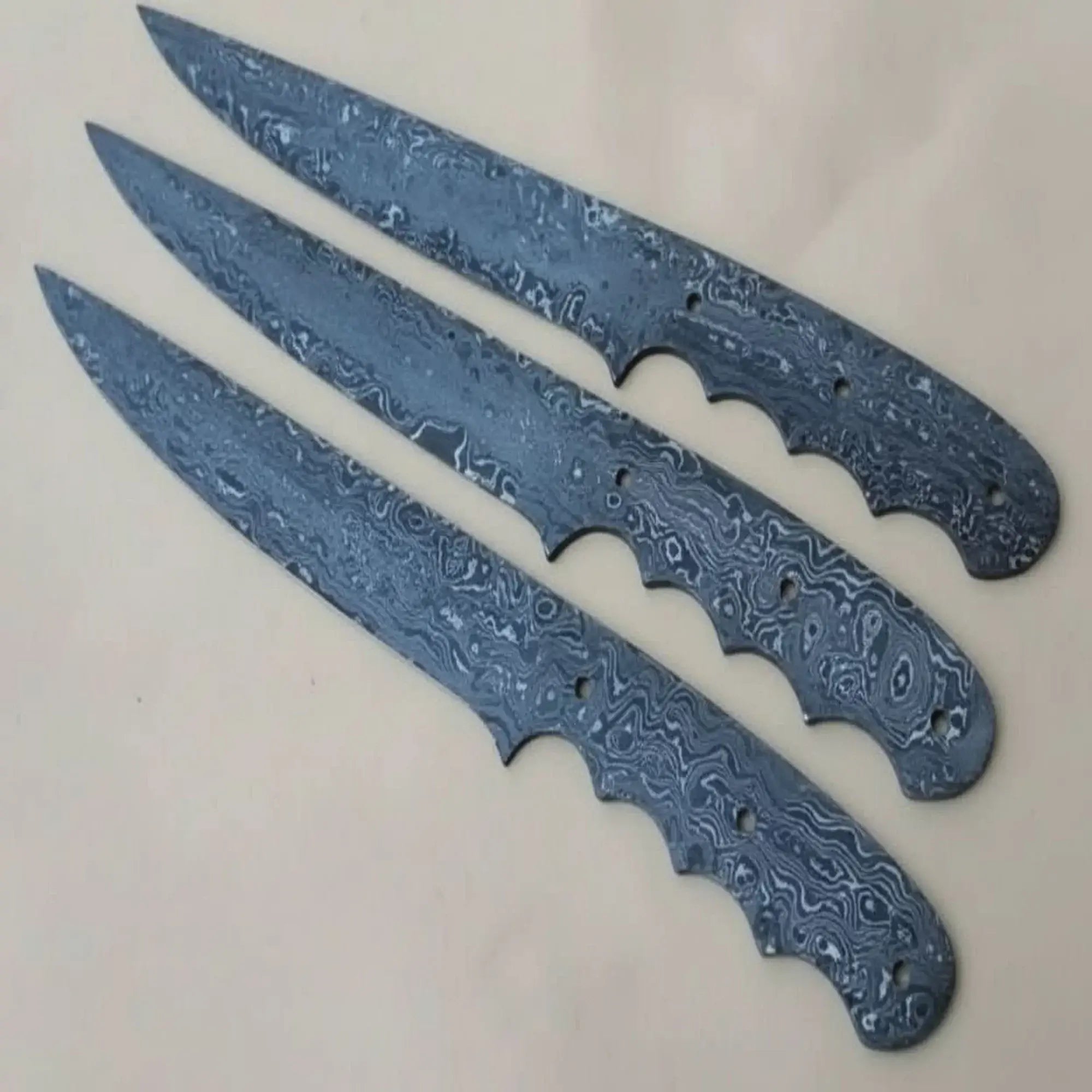 Custom Handmade Damascus Steel Fillet Knife Blanks Set of 3 – premium quality for fish filleting.