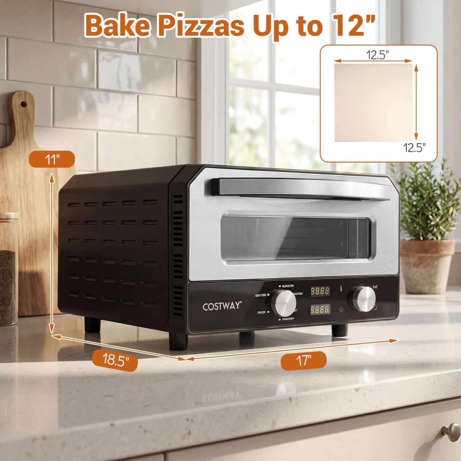 Countertop Pizza Oven for 12 Inch Pizzas-Black