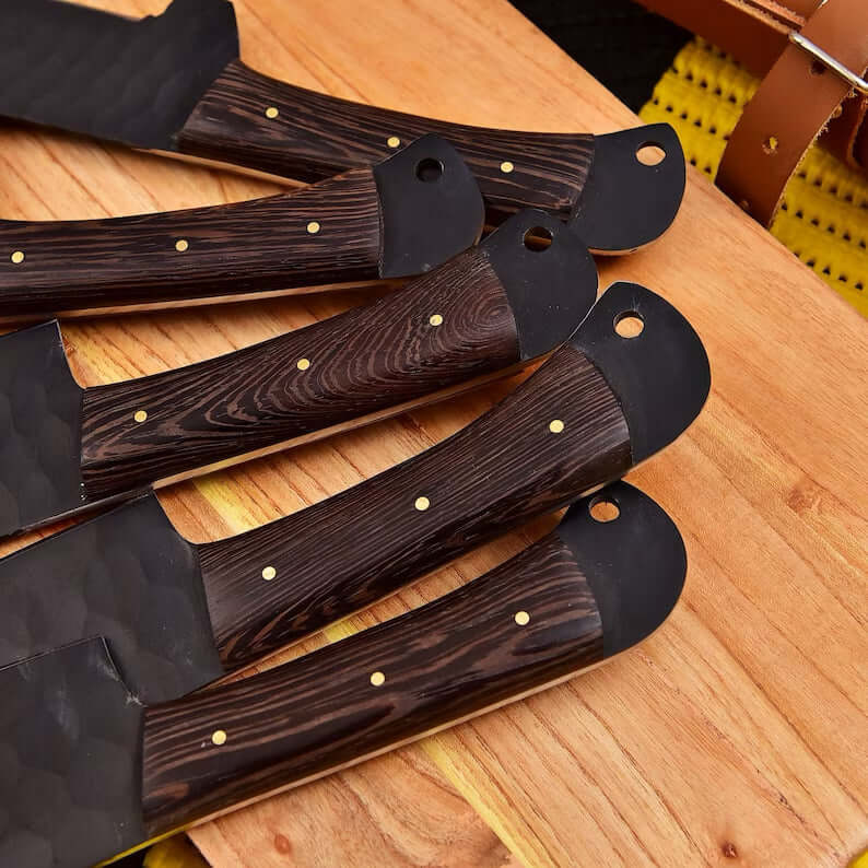 Personalized Chef Knife Set of 5 Handmade with Leather Roll