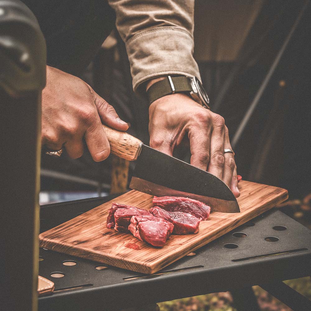 Roselli R700 Small Chef Knife, 135mm Carbon Steel, Curly Birch - Wine Drop Cookery LLC