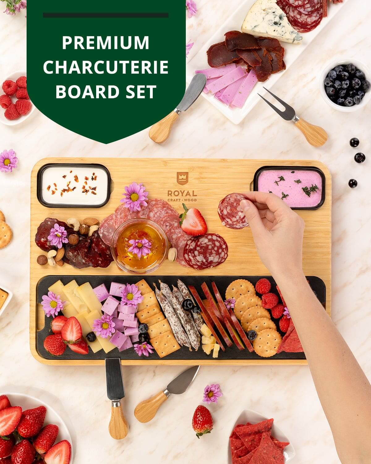 Cheese Board with Slate Plate Set
