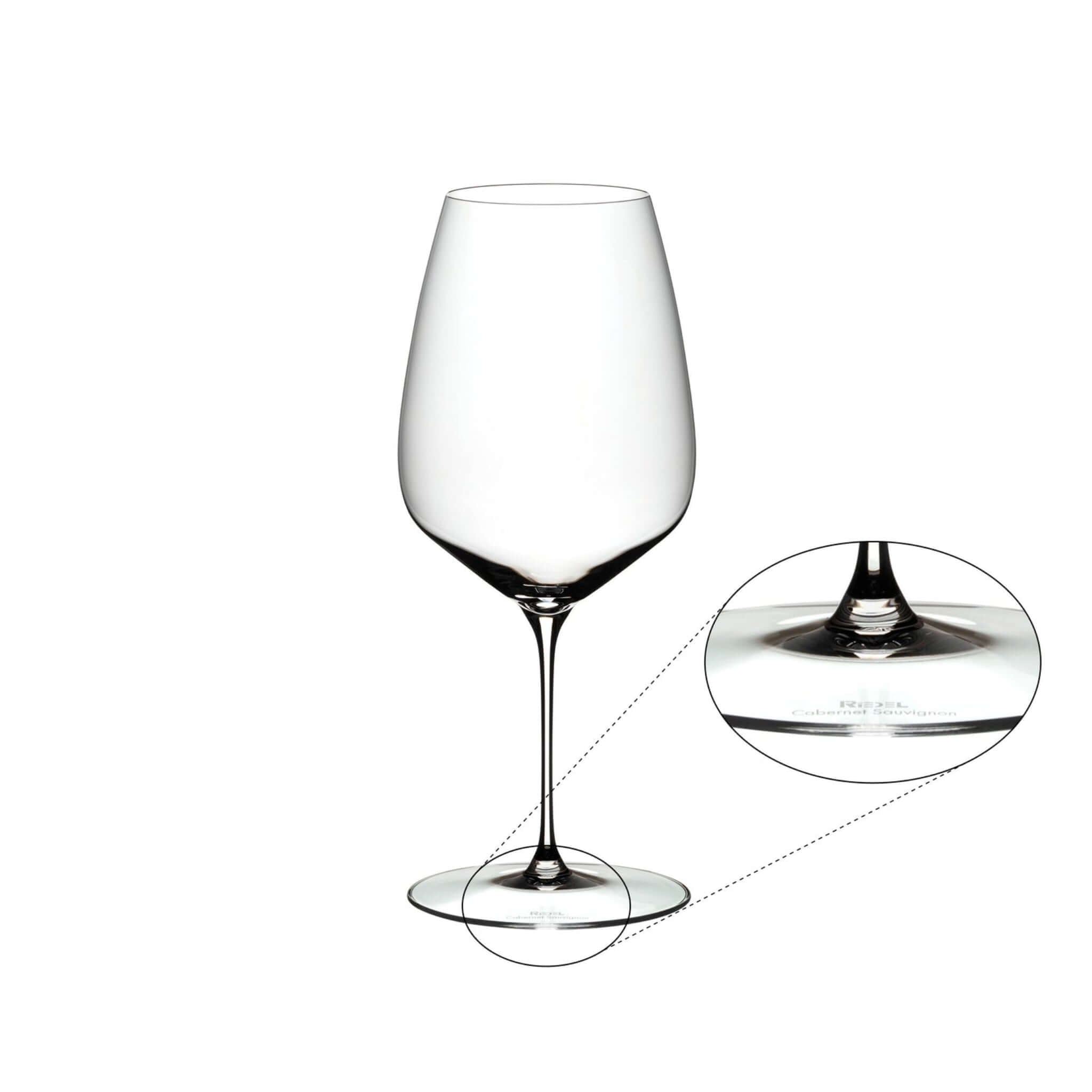 Riedel Veloce Cabernet wine glasses showcasing a diamond-shaped bowl and elegant design for full-bodied red wines.