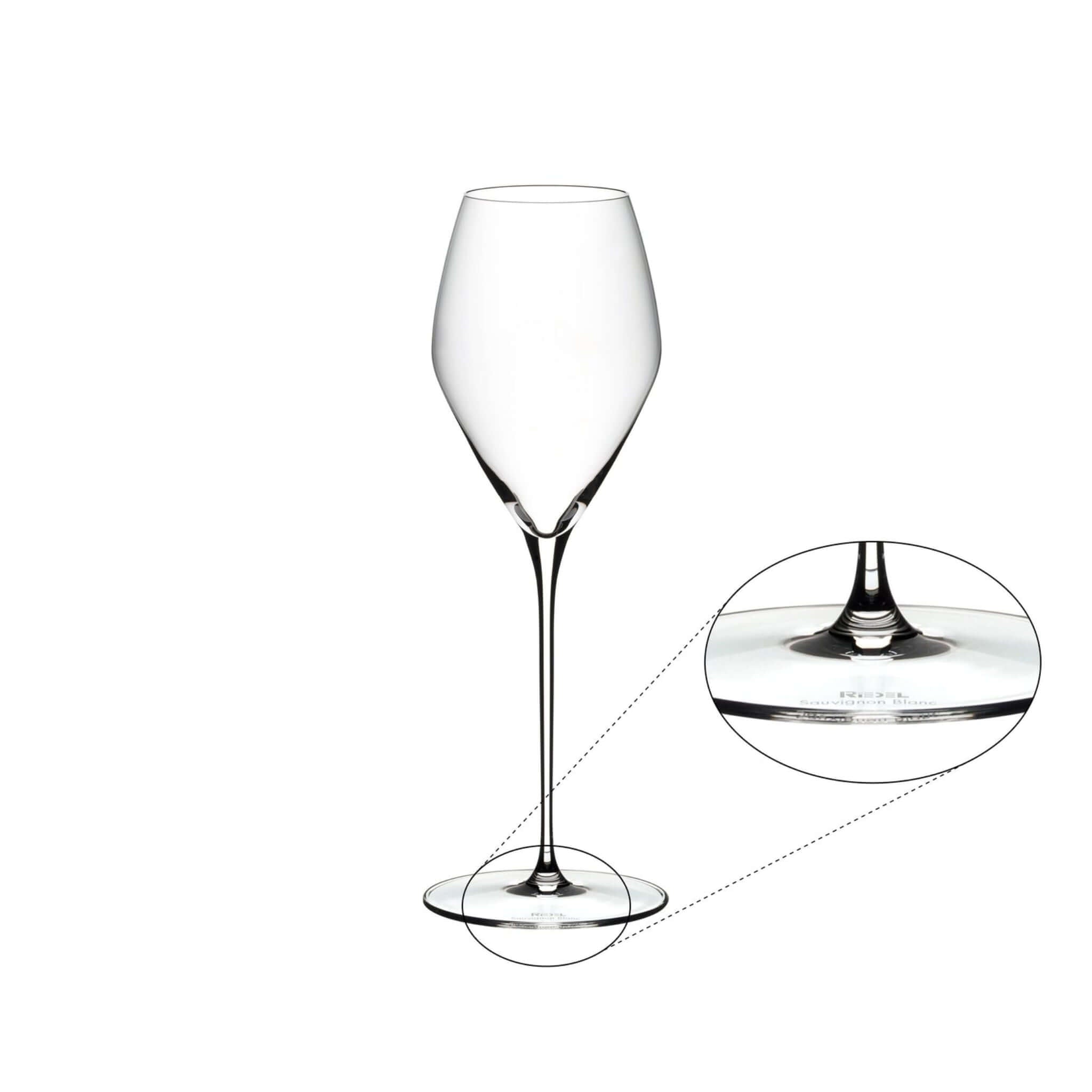 Riedel Veloce Sauvignon Blanc glass holding white wine