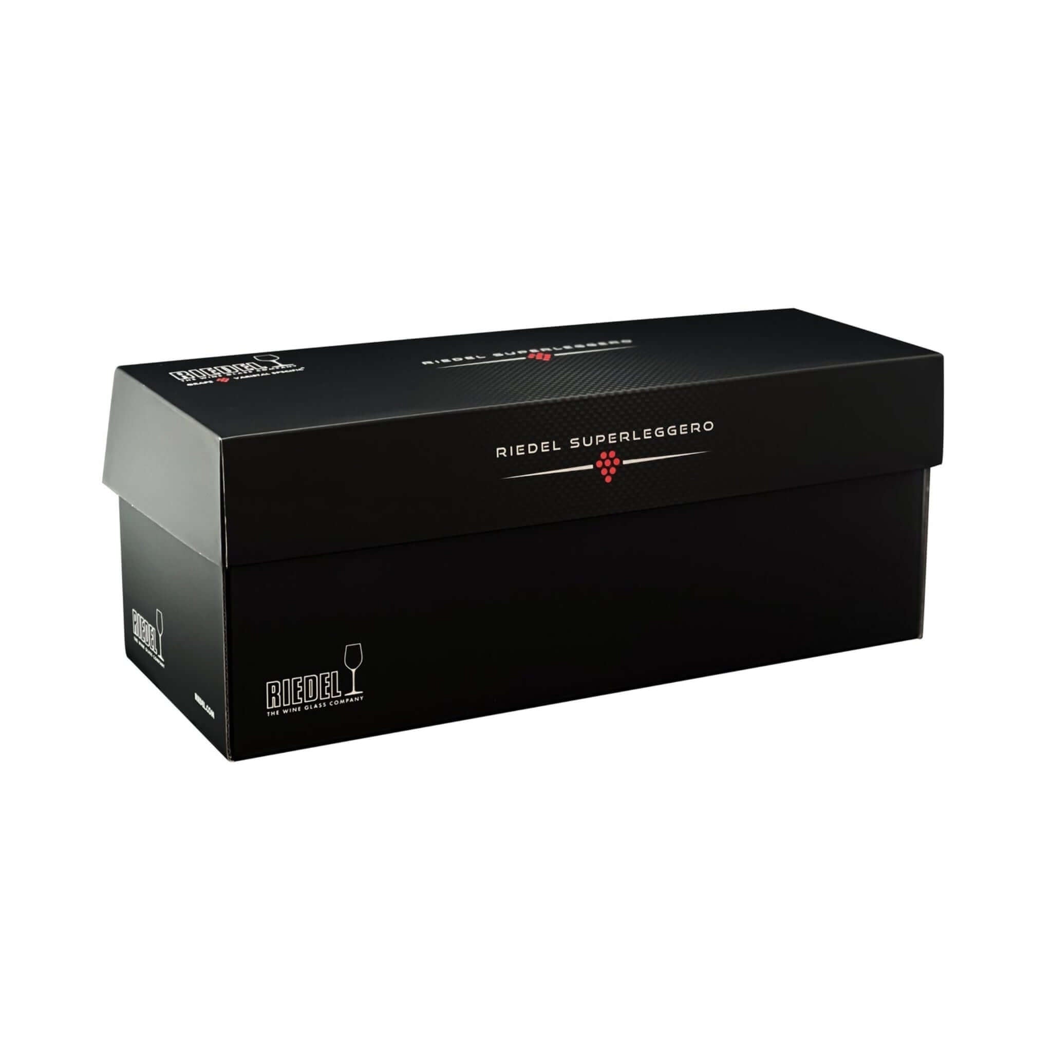 Riedel Superleggero Burgundy wine glass packaging box, showcasing elegant design and brand logo.