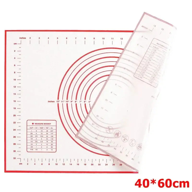 Silicone pastry mat rolled up for storage