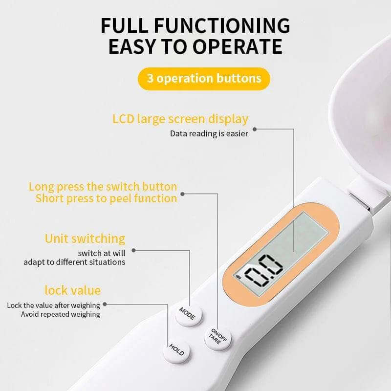 Mini Digital Spoon Scale – Precision Measuring features easy operation with a large LCD display and multiple functions.