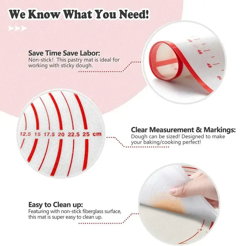 Silicone Pastry Mat with Measurement Guides