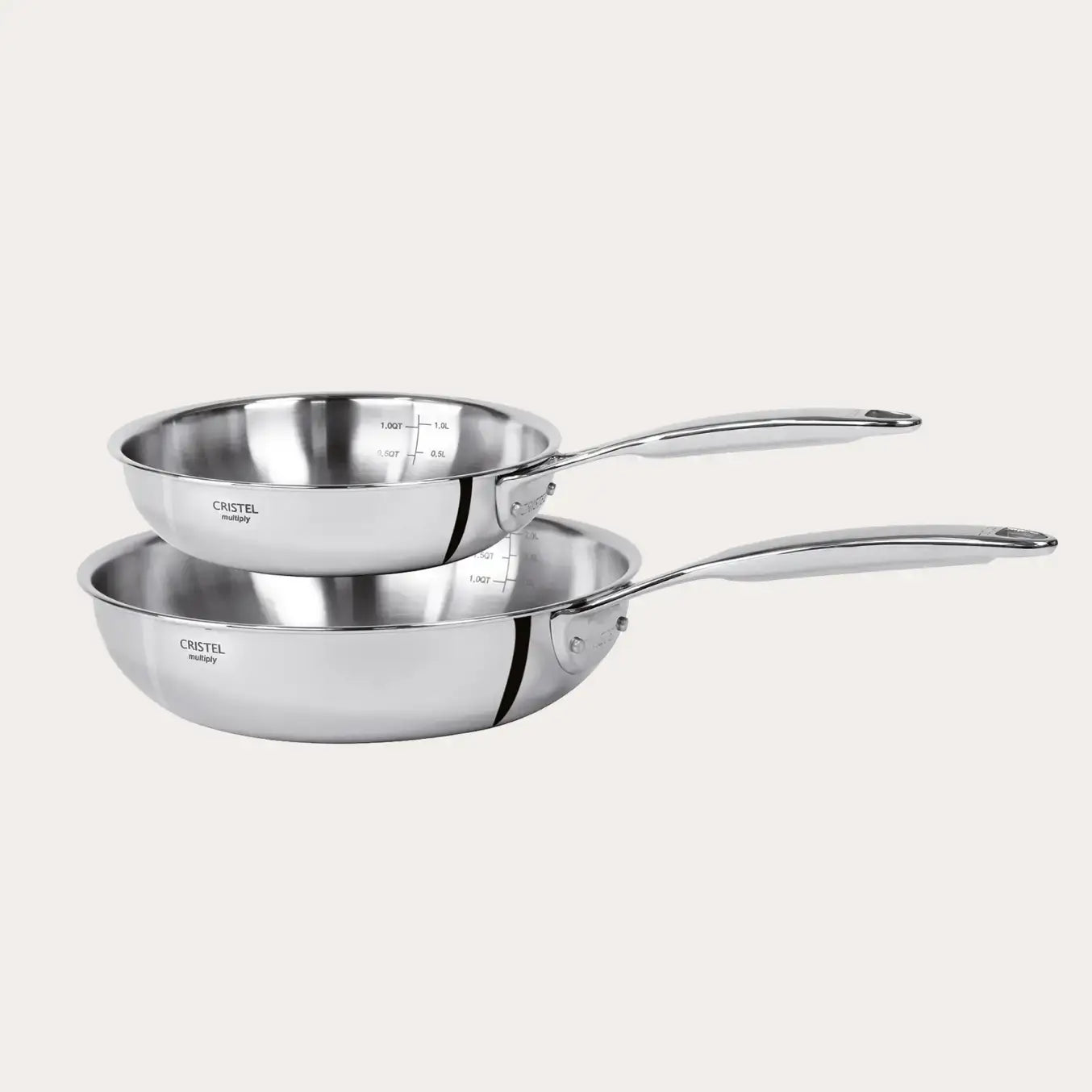Set of 2 Deep Stainless Steel Frying Pans