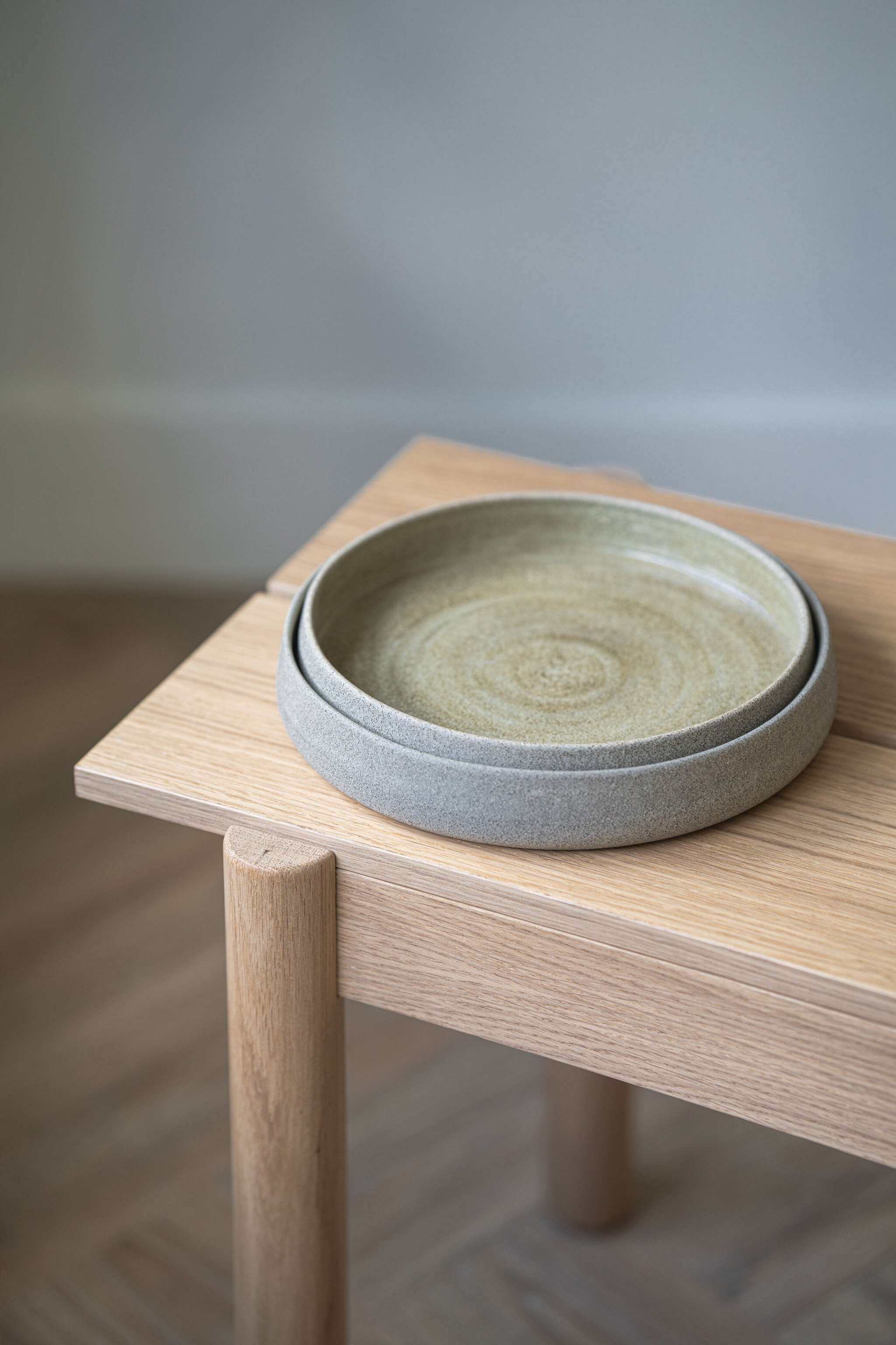 Stoneware Salad Plates with High Sides Concrete