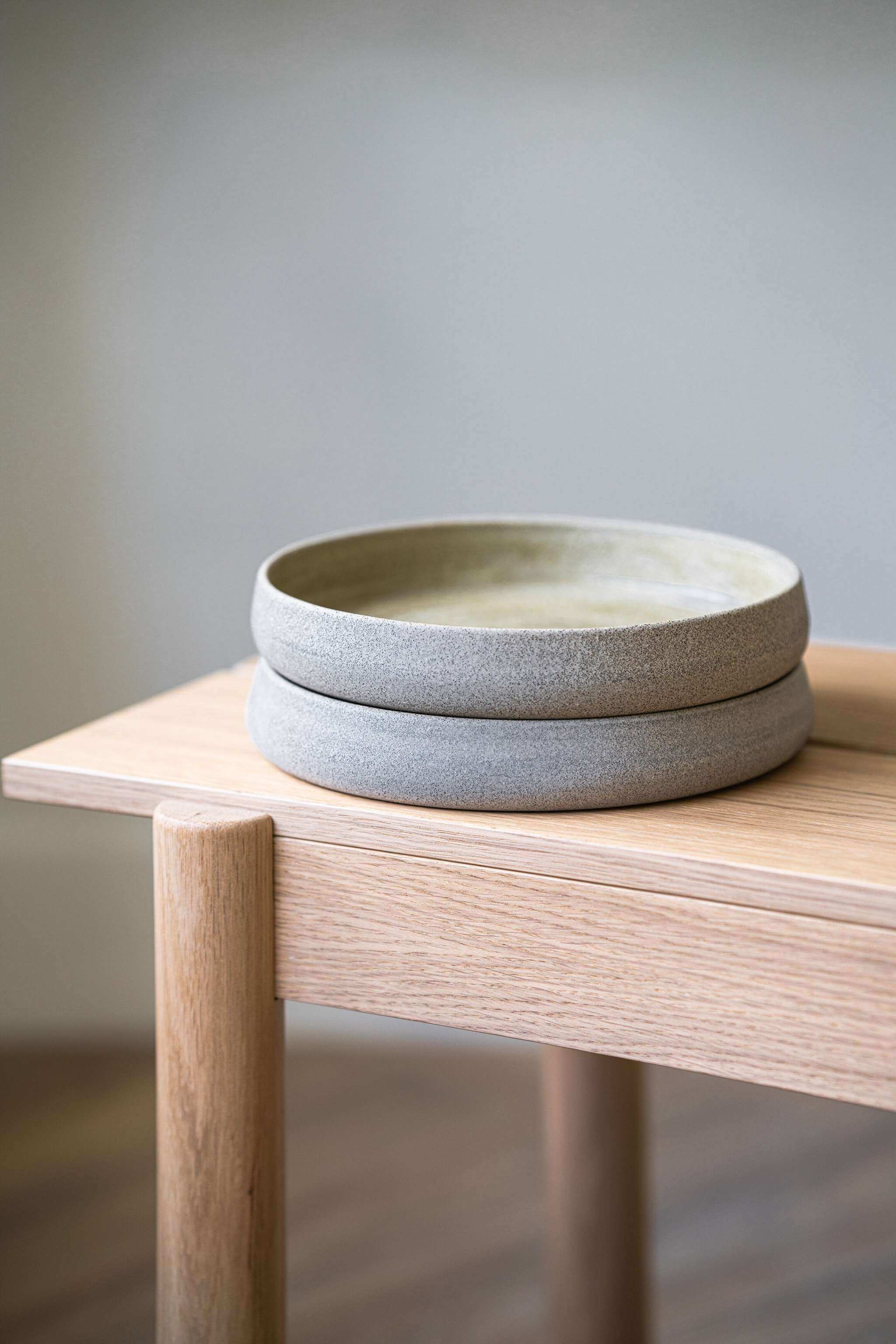Stoneware Salad Plates with High Sides Concrete