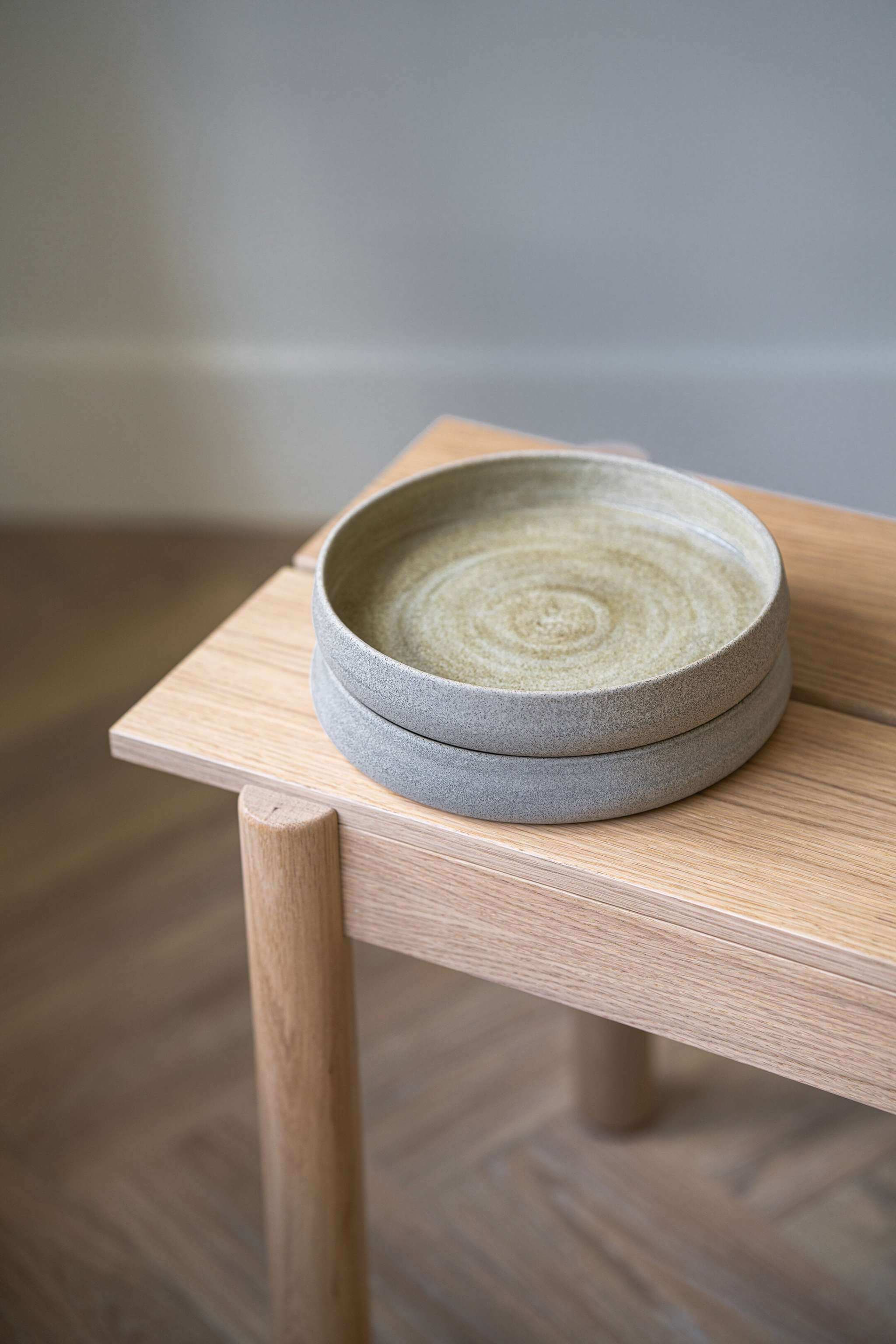 Stoneware Salad Plates with High Sides Concrete