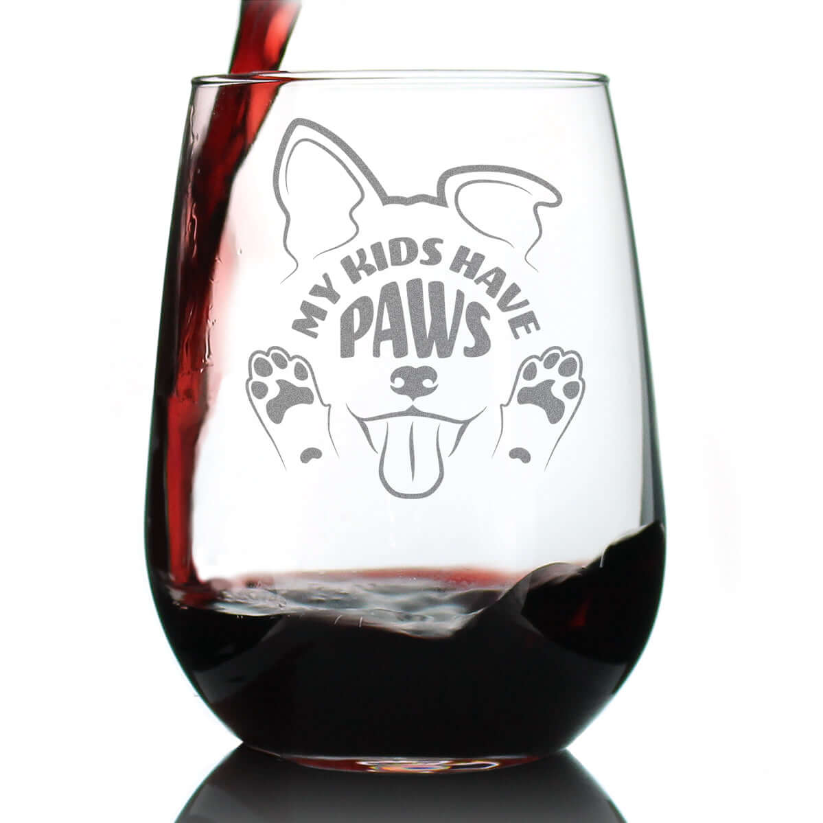 Kids Have Paws Dog Engraved Stemless Wine Glass