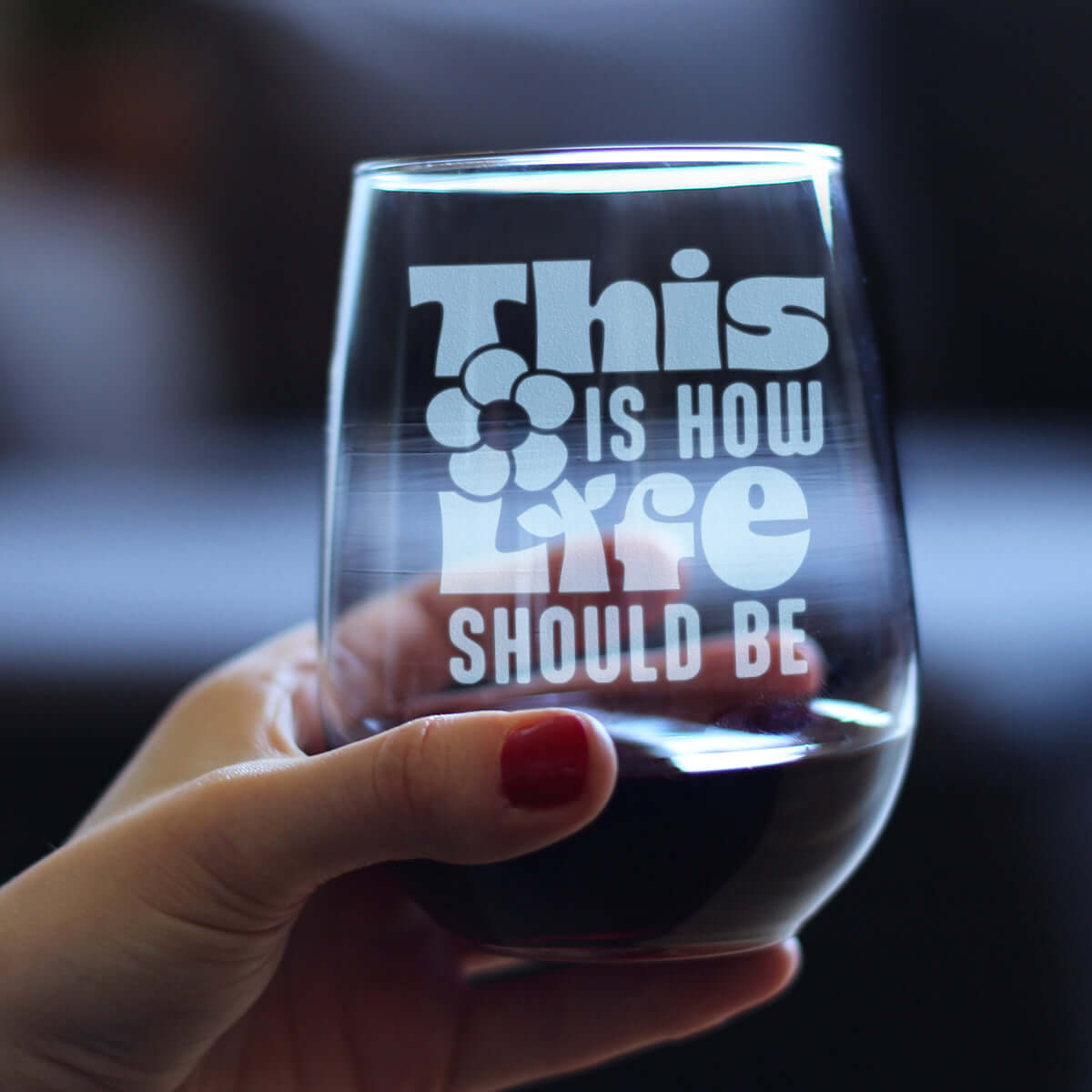 Engraved Stemless Wine Glass Inspirational 