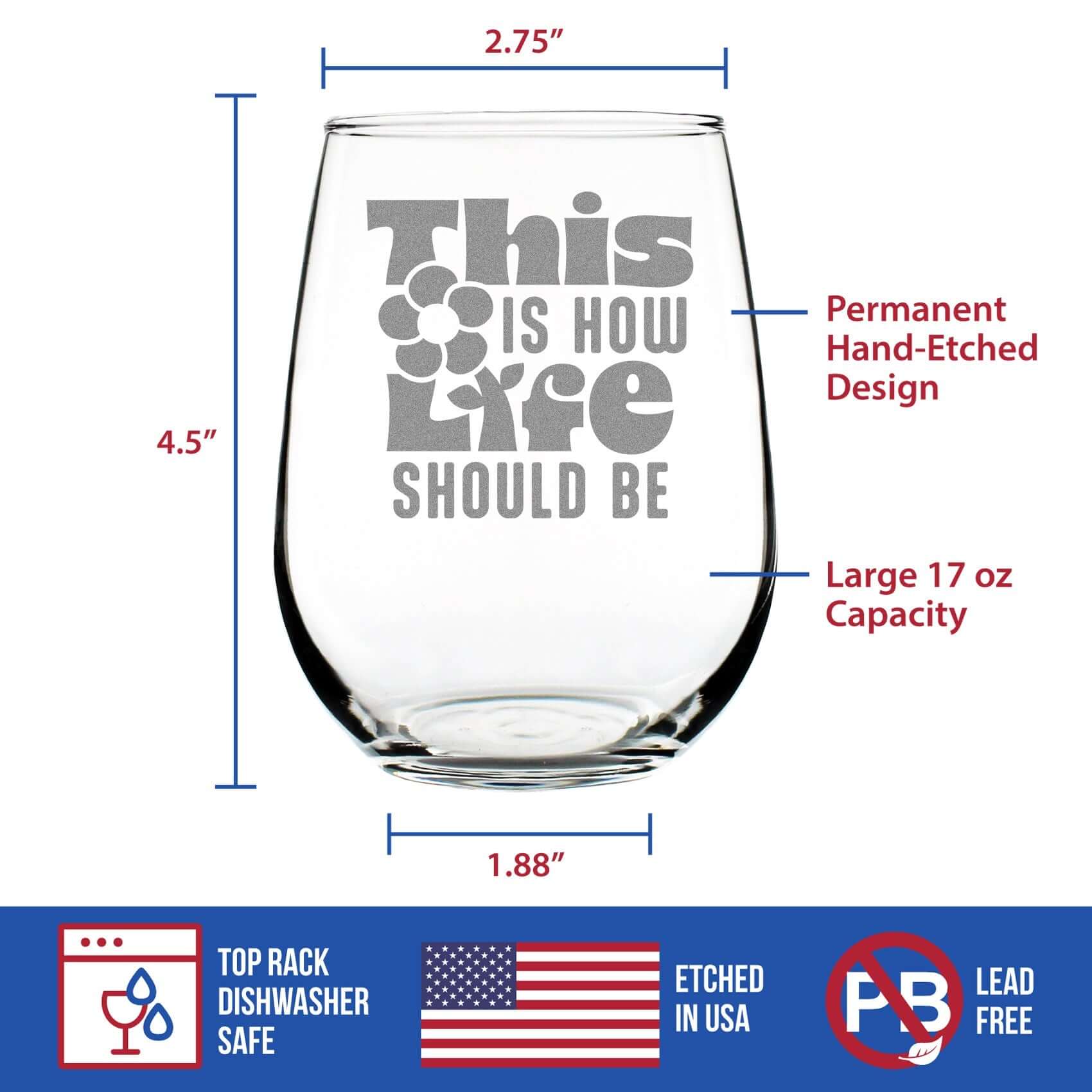 Engraved Stemless Wine Glass Inspirational 