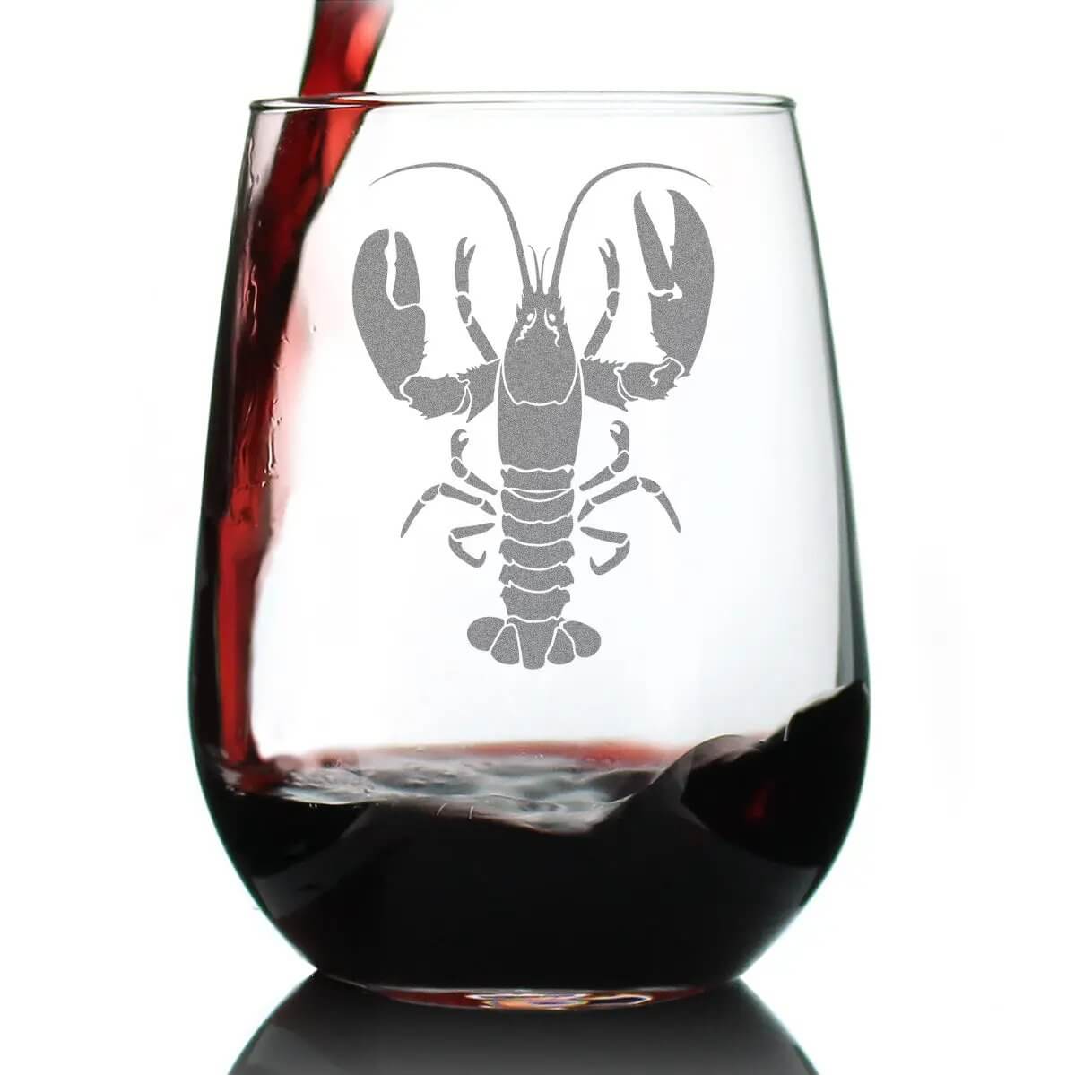 Lobster Engraved Stemless Wine Glass 