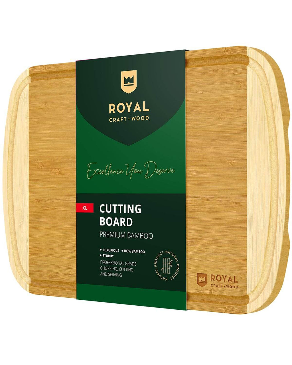 The two-tone grain pattern across the cutting board