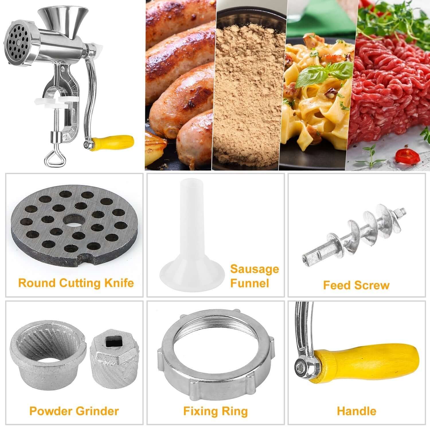 Manual Meat Grinder with Sausage Funnel