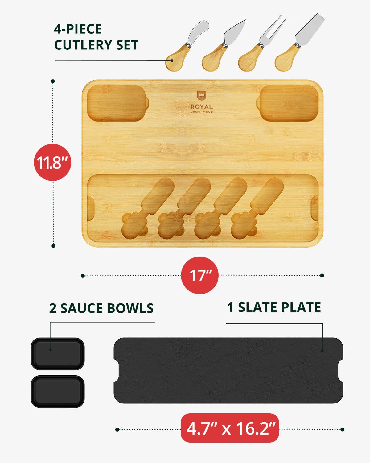 Acacia Cheese Board with Slate Plate - Wine Drop Cookery LLC
