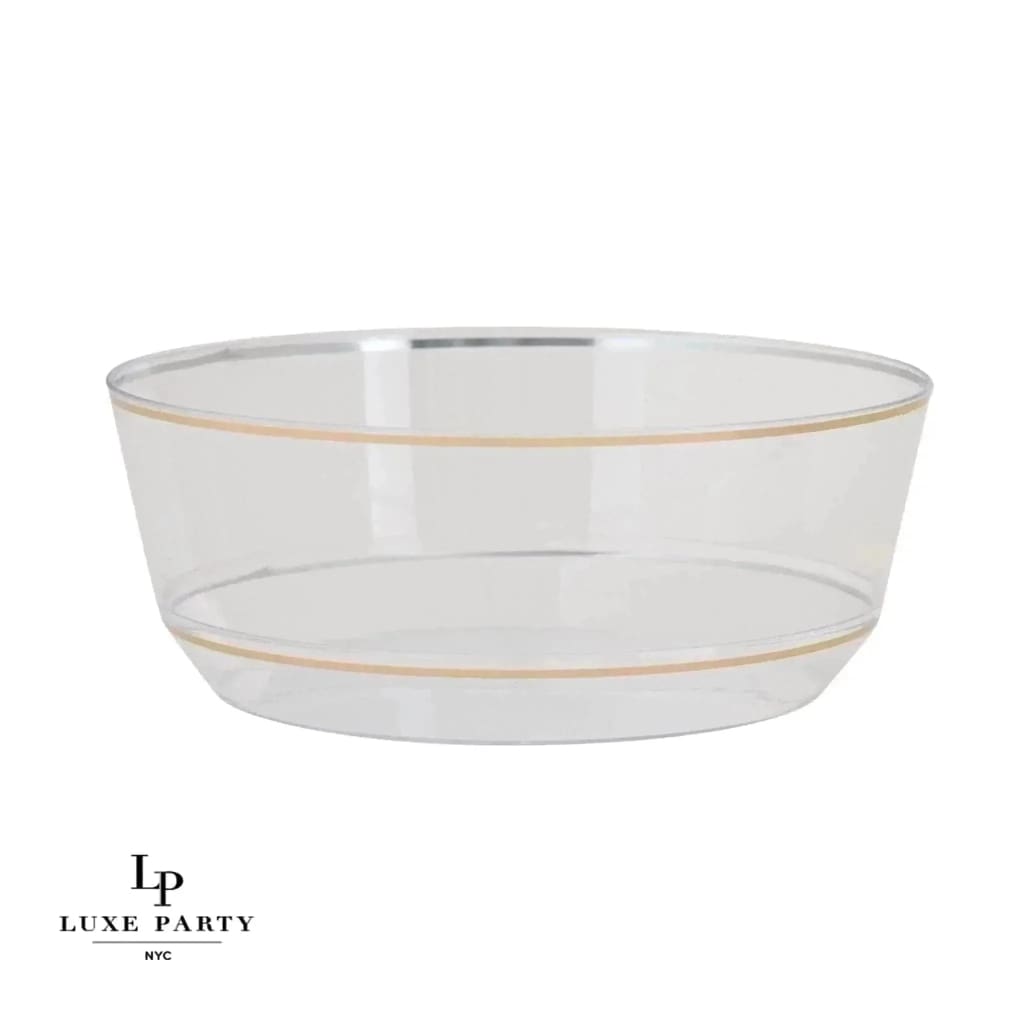 14 Oz Round Clear and Gold Plastic Bowls 