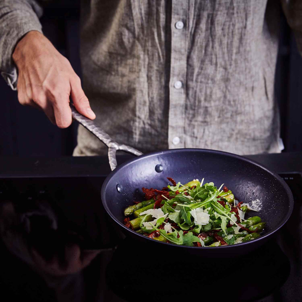 Artist Hammered Carbon Steel Frying Pan - Wine Drop Cookery LLC