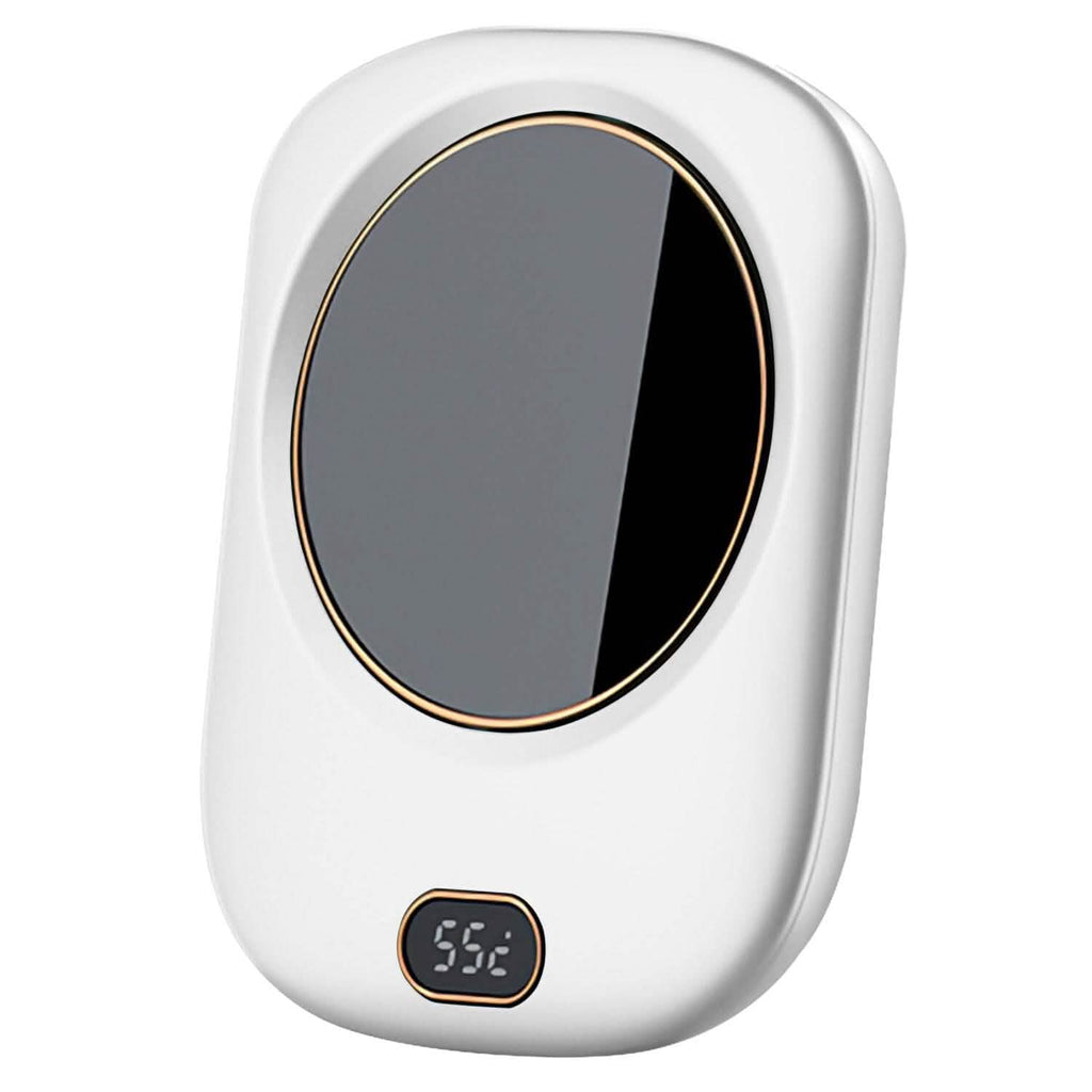 USB Coffee Mug Warmer, 3 Temperature Settings, 8-Hour Auto Shut-Off, top view of plate and display - Wine Drop Cookery LLC