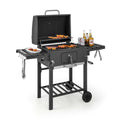 BBQ Charcoal Grill with 2 Foldable Side Tables - Wine Drop Cookery LLC