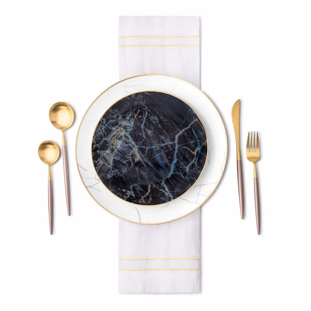 Black Marble Accent Salad Plates, Set of 4 - Wine Drop Cookery LLC