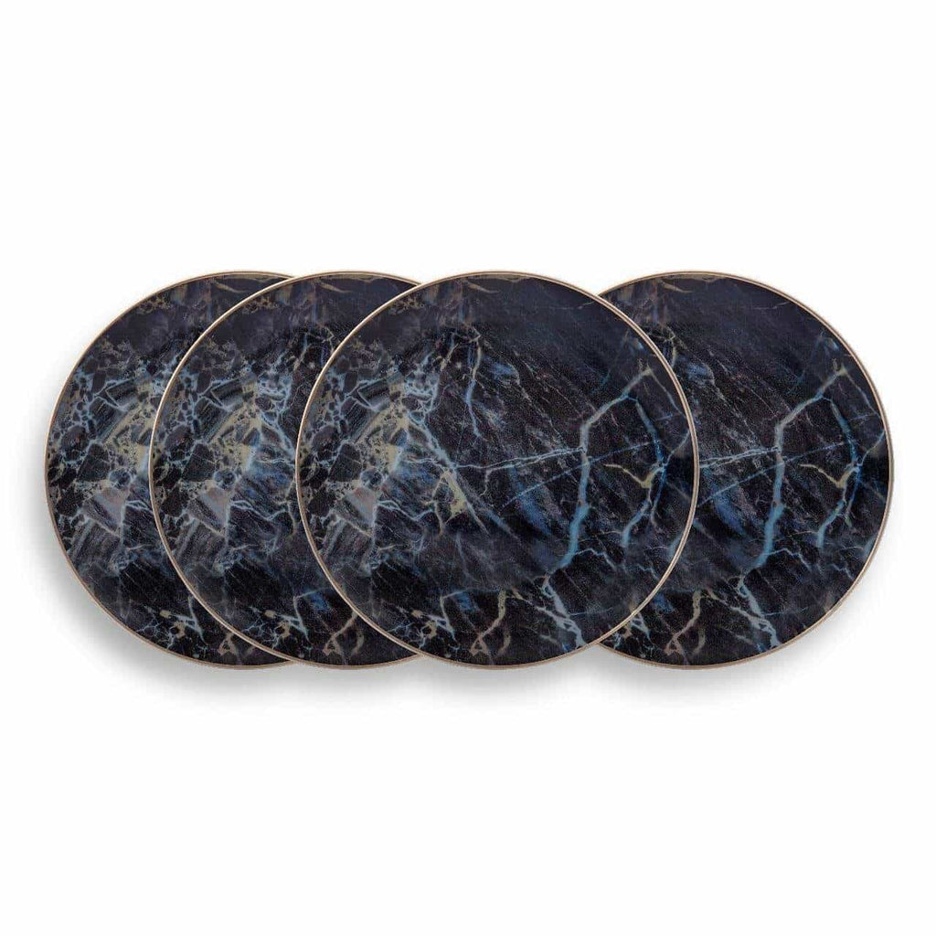 Black Marble Accent Salad Plates, Set of 4 - Wine Drop Cookery LLC