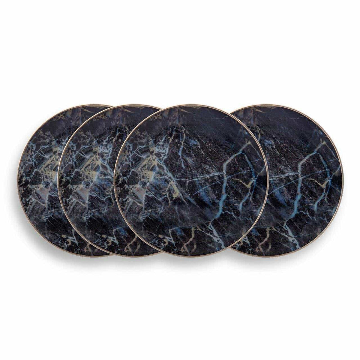 Black Marble Accent Salad Plates, Set of 4 - Wine Drop Cookery LLC