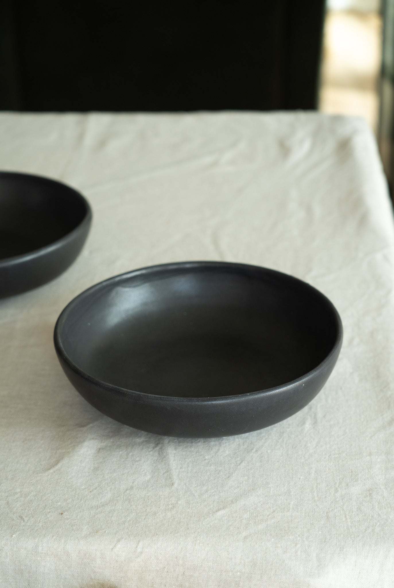 Black Matte Stoneware Pasta Bowl - Wine Drop Cookery LLC