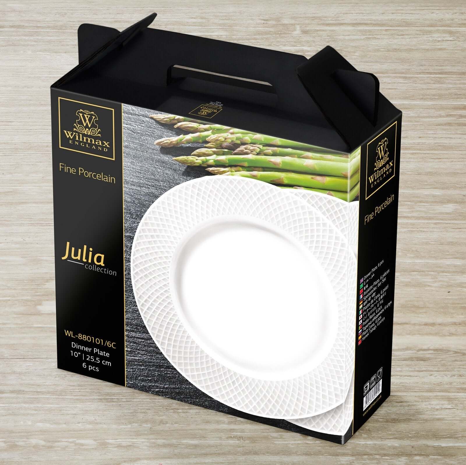 10 inch White Dinner Plate With Embossed Wide Rim 